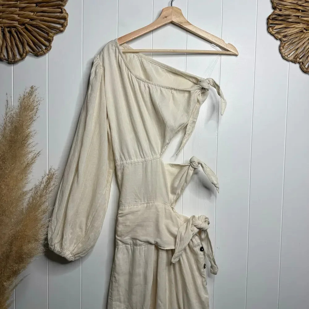 Free People x Jen's Pirate Booty maxi dress cutout pleated ruffled tiered XS